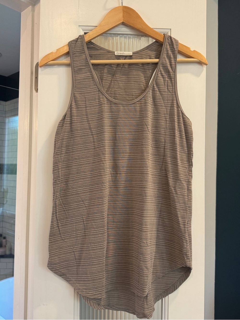 Fresh Laundry Taupe Striped Racer Back Tank Size S